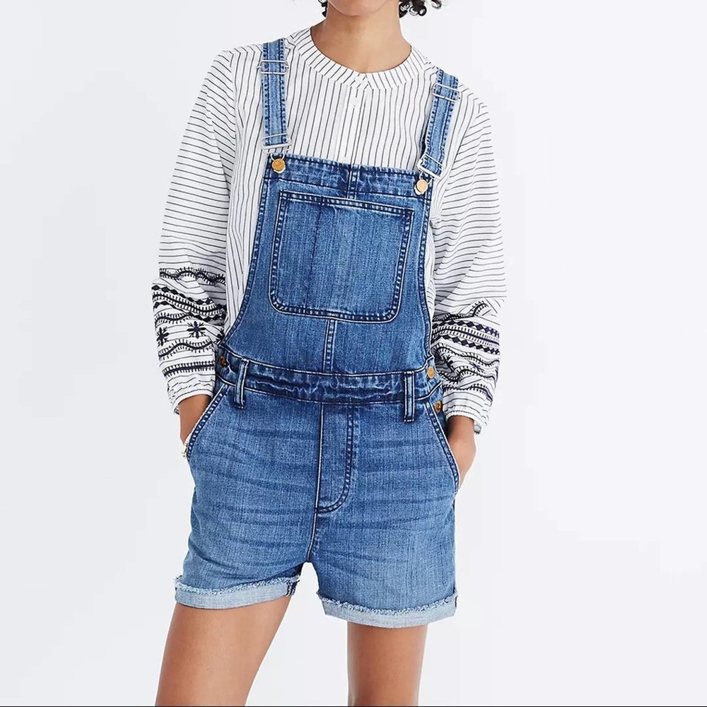 Madewell Adirondack Short Overalls in Dawkins Wash Sz M